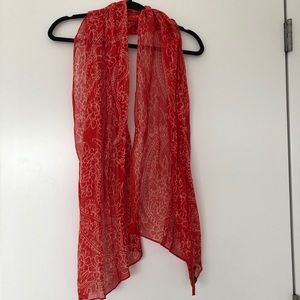 Zara Red & White Canvas Floral Scarf - Open to Offers!